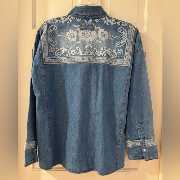 We the Free Lace Embroidered Denim Shirt Size XS NWT - Picture 6 of 6
